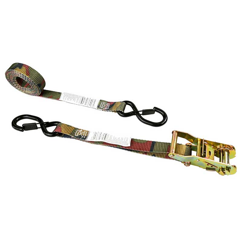 1 X 8' Camo Boomstandaard Ratelband met vinylgecoate S-haak en houder